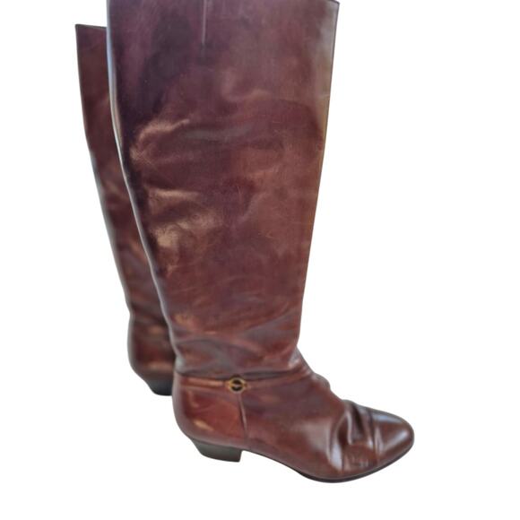 Ferragamo Boots Womens Sz 7 B Knee High Brown Italian Leather Luxury Classic - Picture 1 of 10